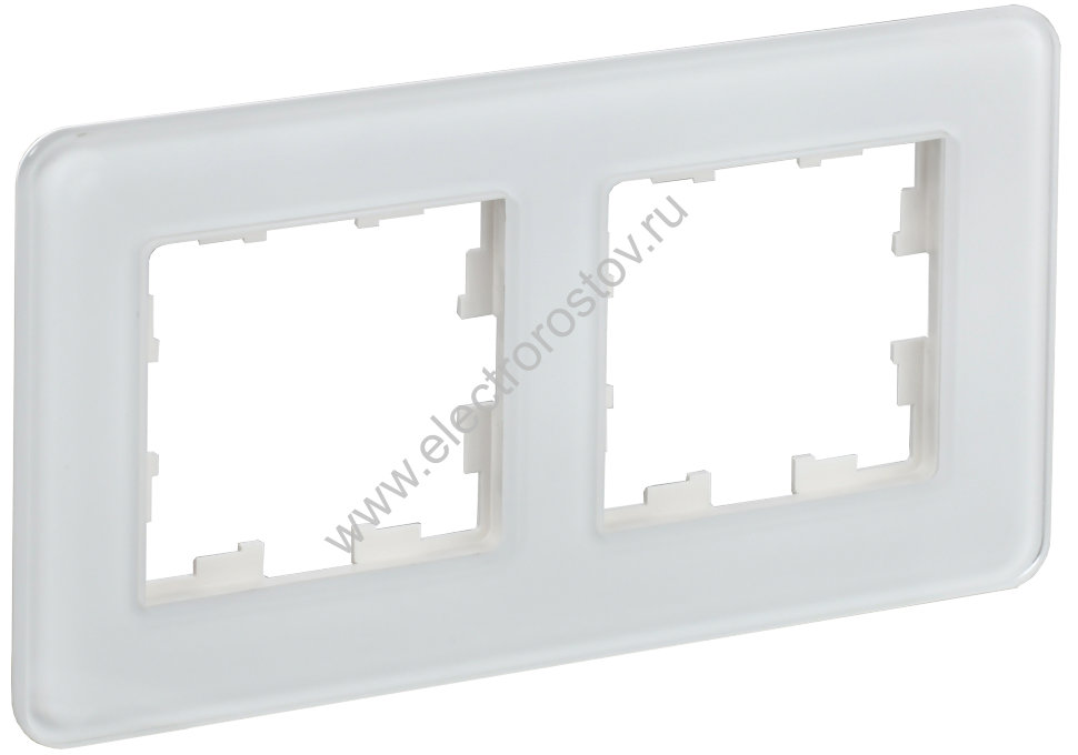 IEK BRITE DECOR Белый матовый стекло скругл.угол Рамка 2-м РУ-2-2-Бр RE