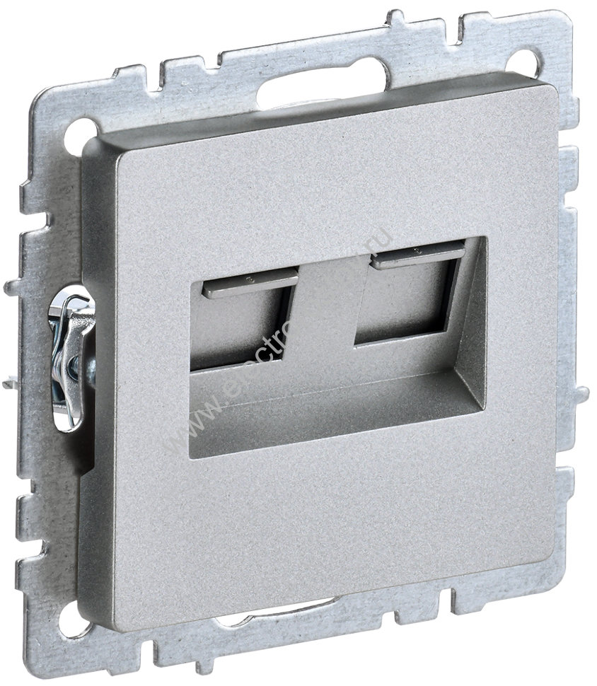 IEK BRITE BASE Алюминий Розетка комп двойная RJ45 кат.5E РК10-2-БрА