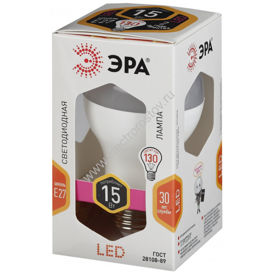 Лампа светодиодная LED A60 Груша 15Вт E27 2700K ЭРА