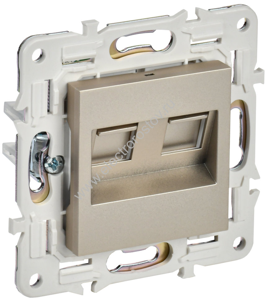 IEK SKANDY Шампань Розетка компьютерная двойная RJ45 кат.6 SK-K04Sh