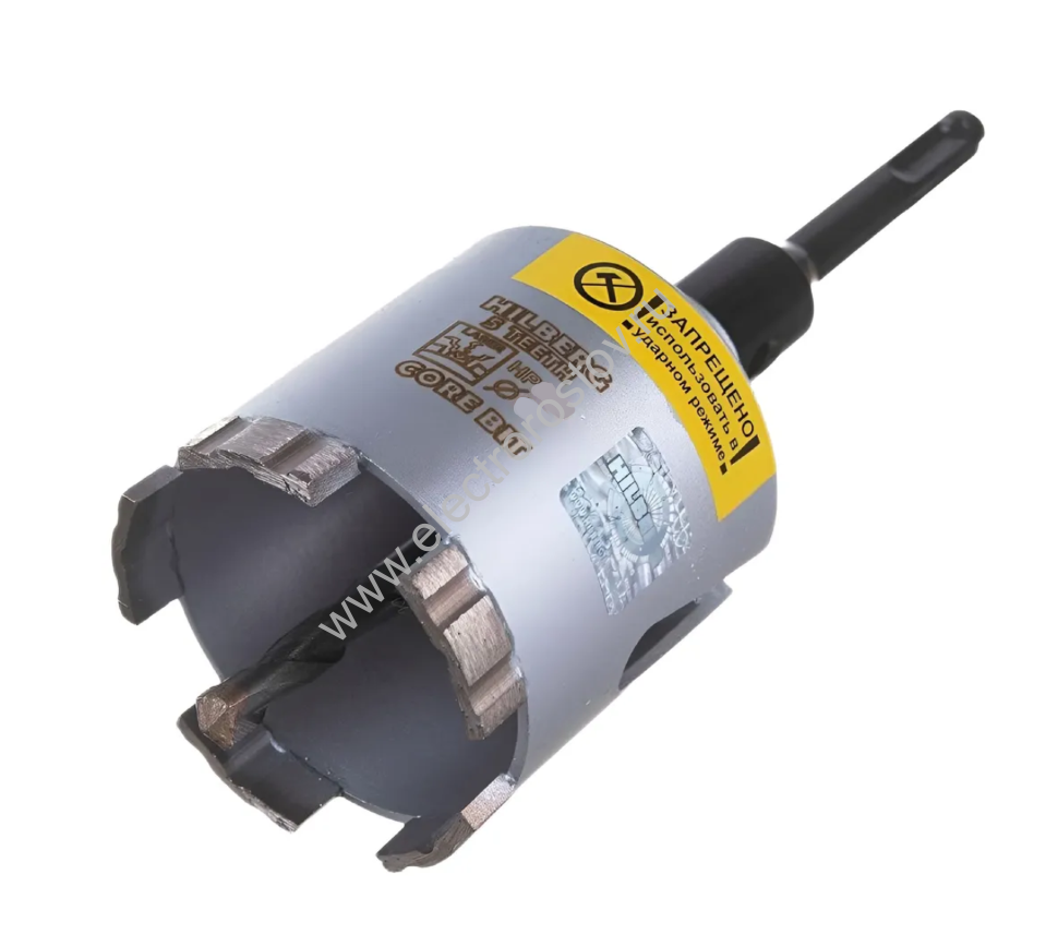 Коронка SDS+ алмазная D=72, сильно армированный бетон/кирпич, в сборе, HILBERG
