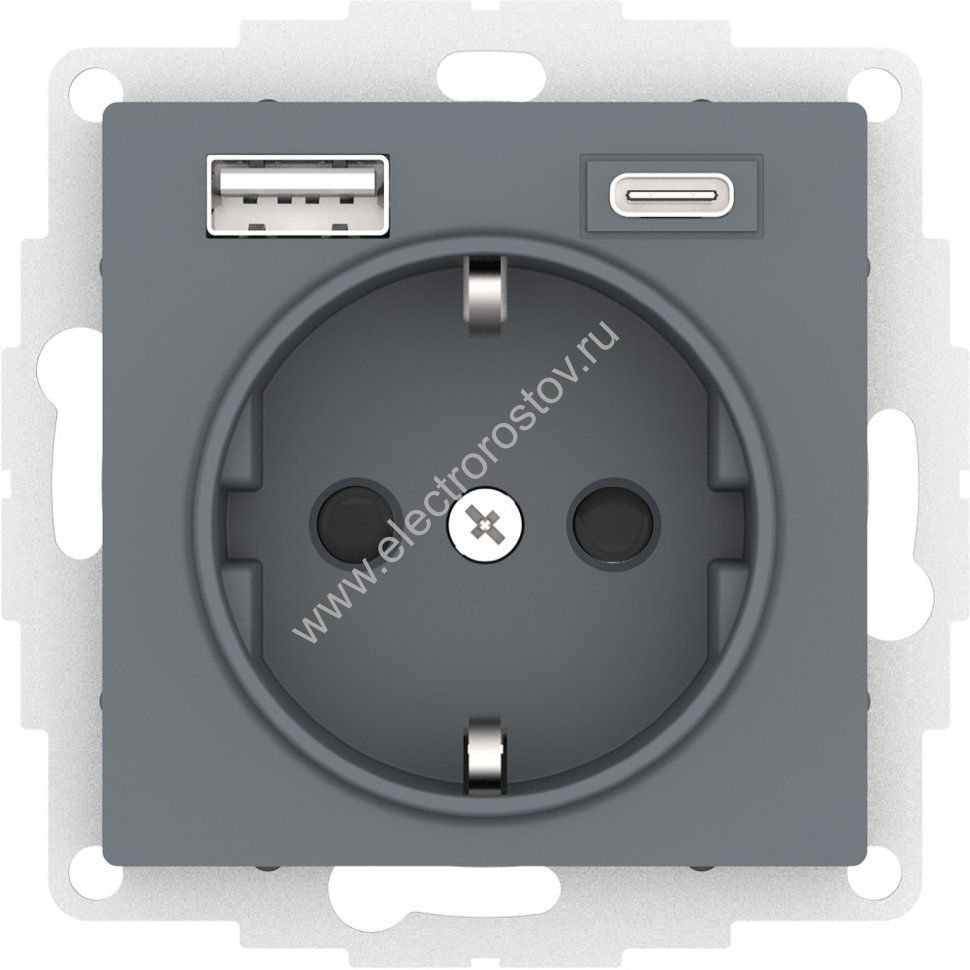 AtlasDesign Грифель Розетка + USB Розетка A+C 1x5 В/2,4А; 3,0 А; 2х5В/1,5А Schneider Electric