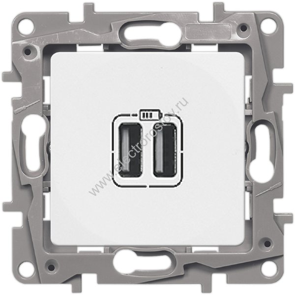 Etika Белый Зарядное устройство с USB разъемами C-C Legrand