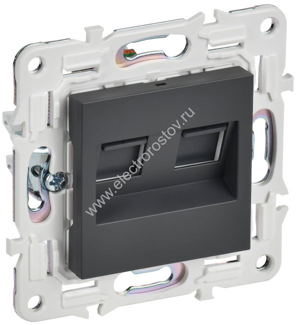 IEK SKANDY Титан Розетка компьютерная двойная RJ45 кат.6 SK-K04T