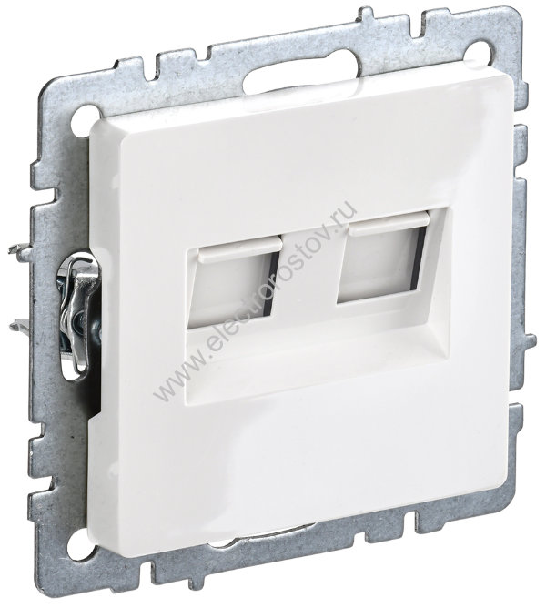 IEK BRITE BASE Белый Розетка комп. 2-ая RJ45 кат.6 РК11-2-БрБ