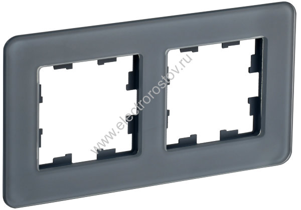 IEK BRITE DECOR Графит матовый стекло скругл.угол Рамка 2-м РУ-2-2-Бр RE