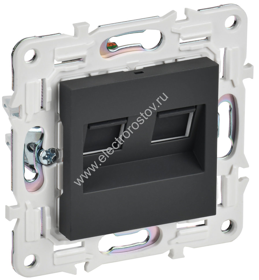 IEK SKANDY Графит Розетка компьютерная двойная RJ45 кат.6 SK-K04G
