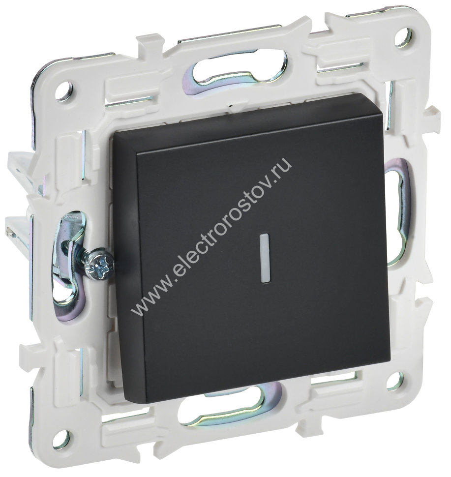 IEK SKANDY Черный Выключатель 1-клавишный с индикацией 10А SK-V07Bl