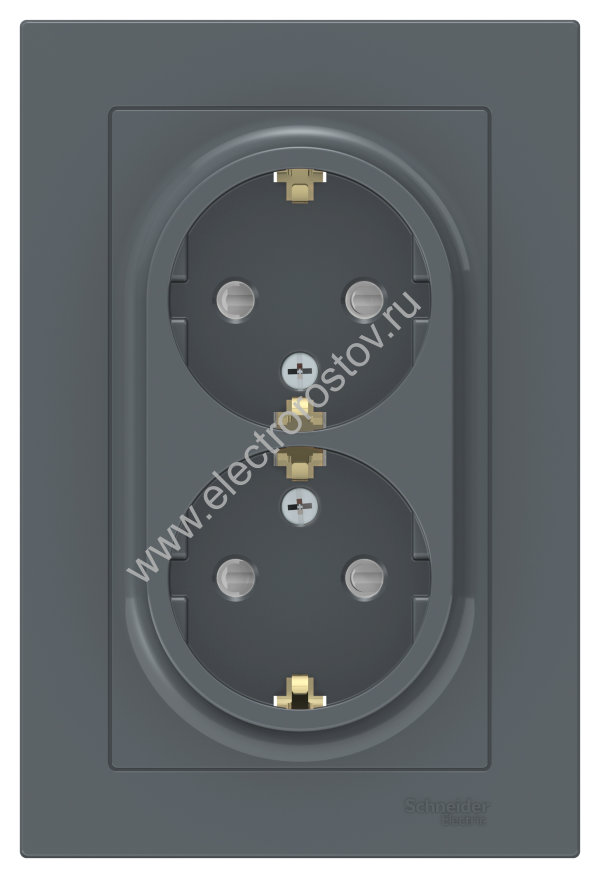 AtlasDesign Грифель Розетка 2-ая с/з со шторками Schneider Electric