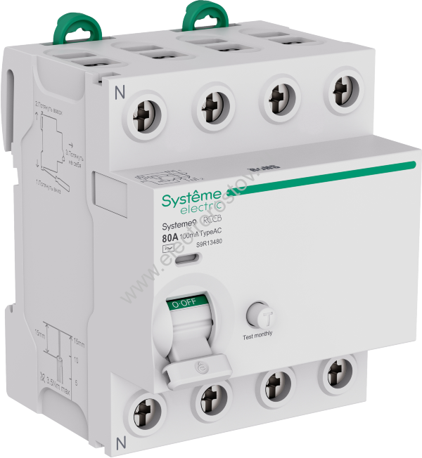 Systeme Electric Systeme9 Выключатель дифференциального тока (ВДТ) 80A 4P 100мА Тип-AC 400В