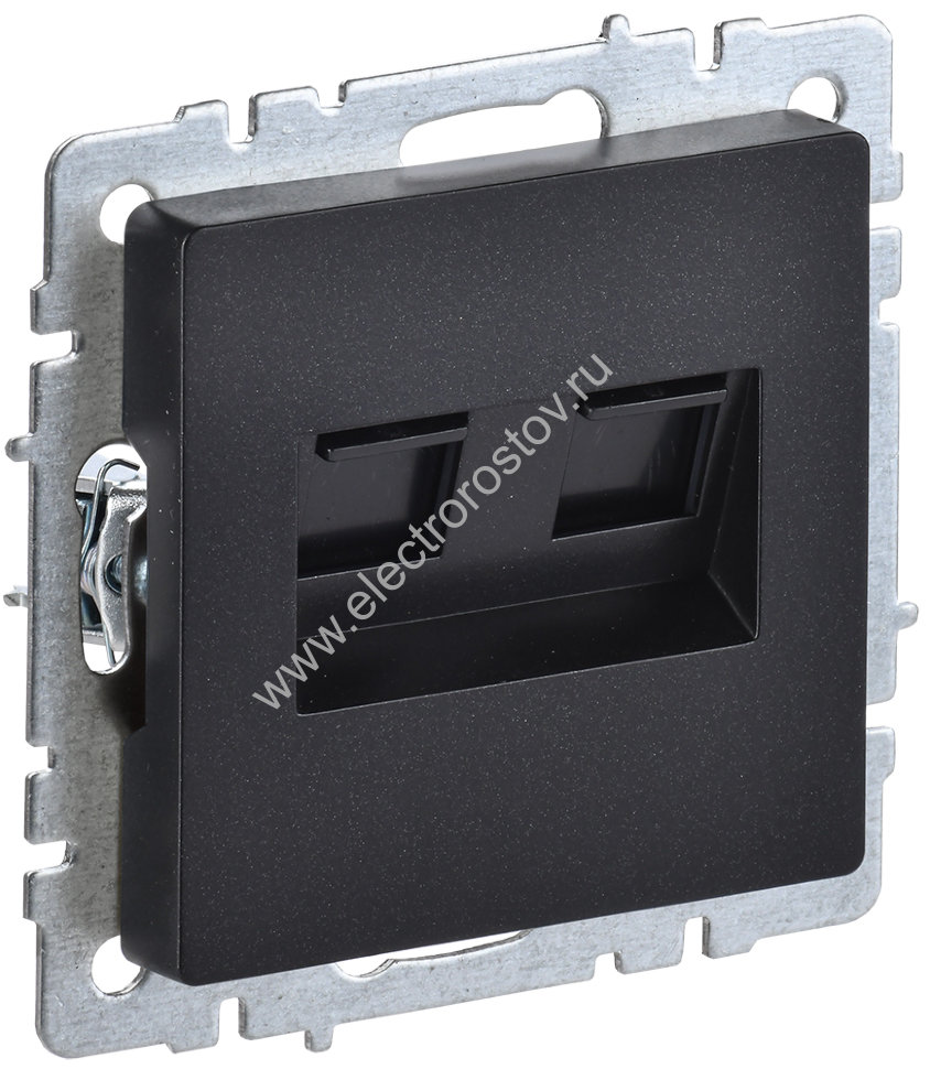 IEK BRITE BASE Черный Розетка комп. 2-ая RJ45 кат.6 РК11-2-БрЧ