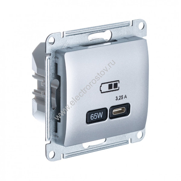 Glossa Алюминий Розетка USB C, 65Вт; 5-20В/3,25А Schneider Electric