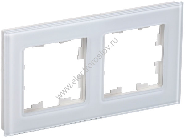 IEK BRITE DECOR Белый глянец стекло Рамка 2-м РУ-2-2-БрБ