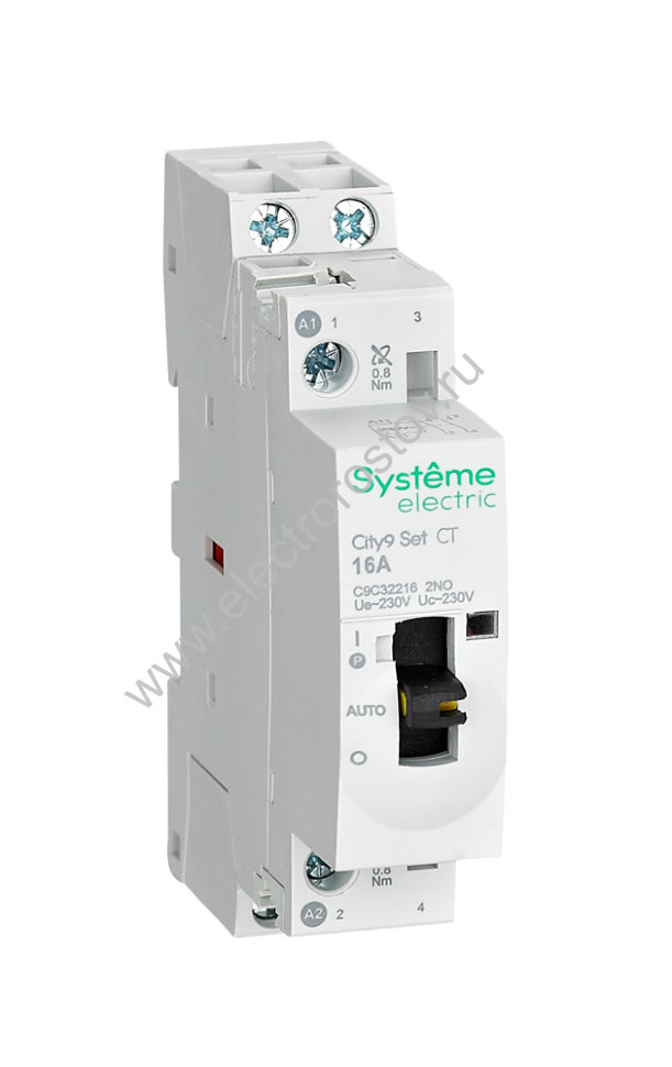 City9 Модульный контактор 2P 230V 2НО 16A ручное упр. AC Schneider Electric