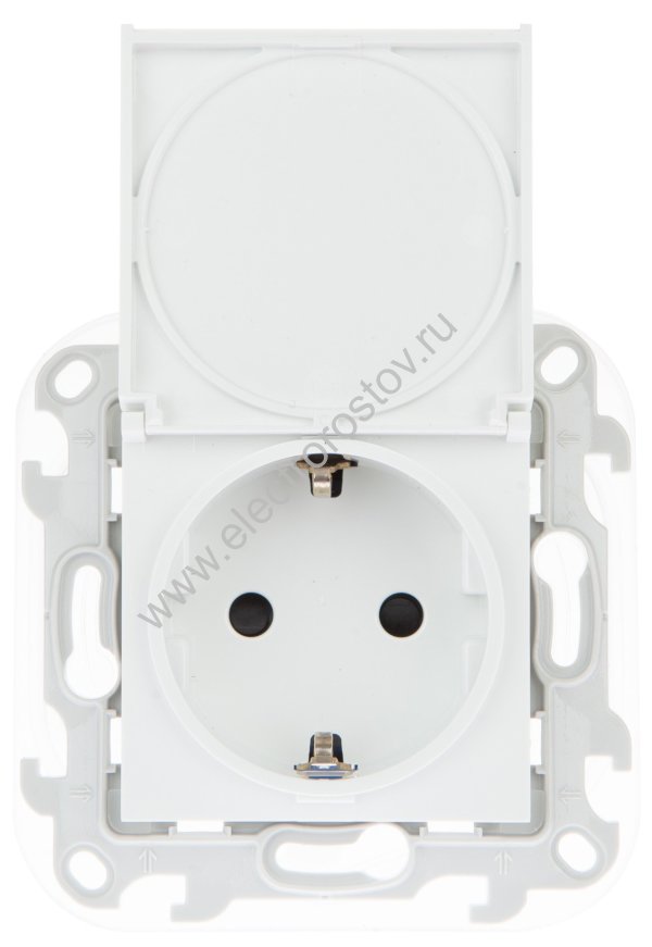 Simon 24 Белый Розетка 1-ая с крышкой и защитными шторками IP44 Simon