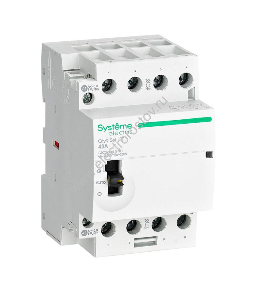 City9 Модульный контактор 4P 230V 4НО 40A ручное упр. AC Schneider Electric