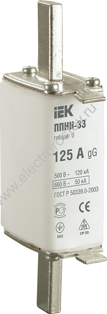 IEK Плавкая вставка предохранителя ППНИ-33, габарит 0, 125А