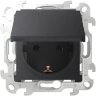 Simon 24 Графит Розетка 1-ая с крышкой и защитными шторками IP44 Simon
