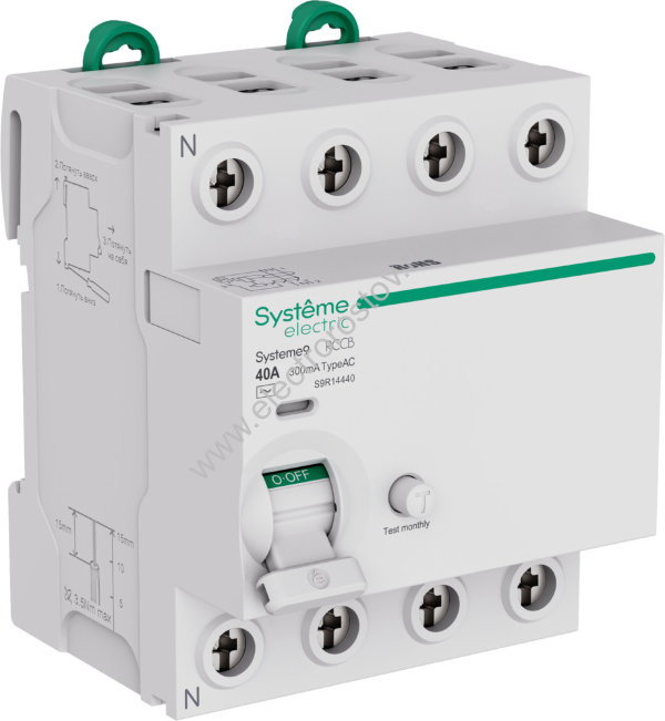 Systeme Electric Systeme9 Выключатель дифференциального тока (ВДТ) 40A 4P 300мА Тип-AC 400В