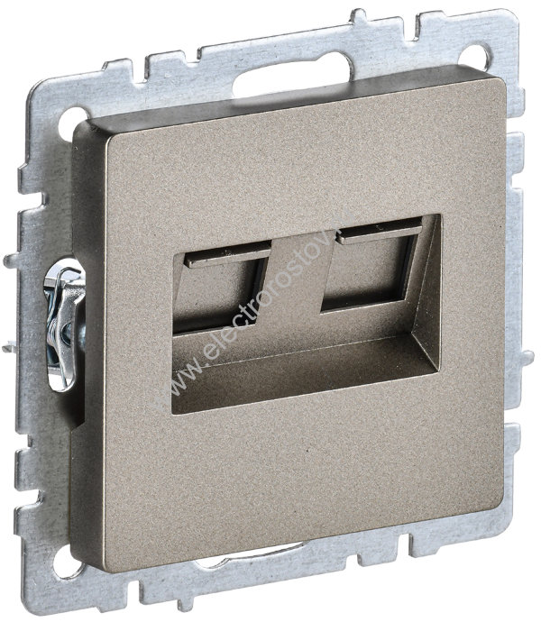 IEK BRITE BASE Шампань Розетка комп. 2-ая RJ45 кат.6 РК11-2-БрШ
