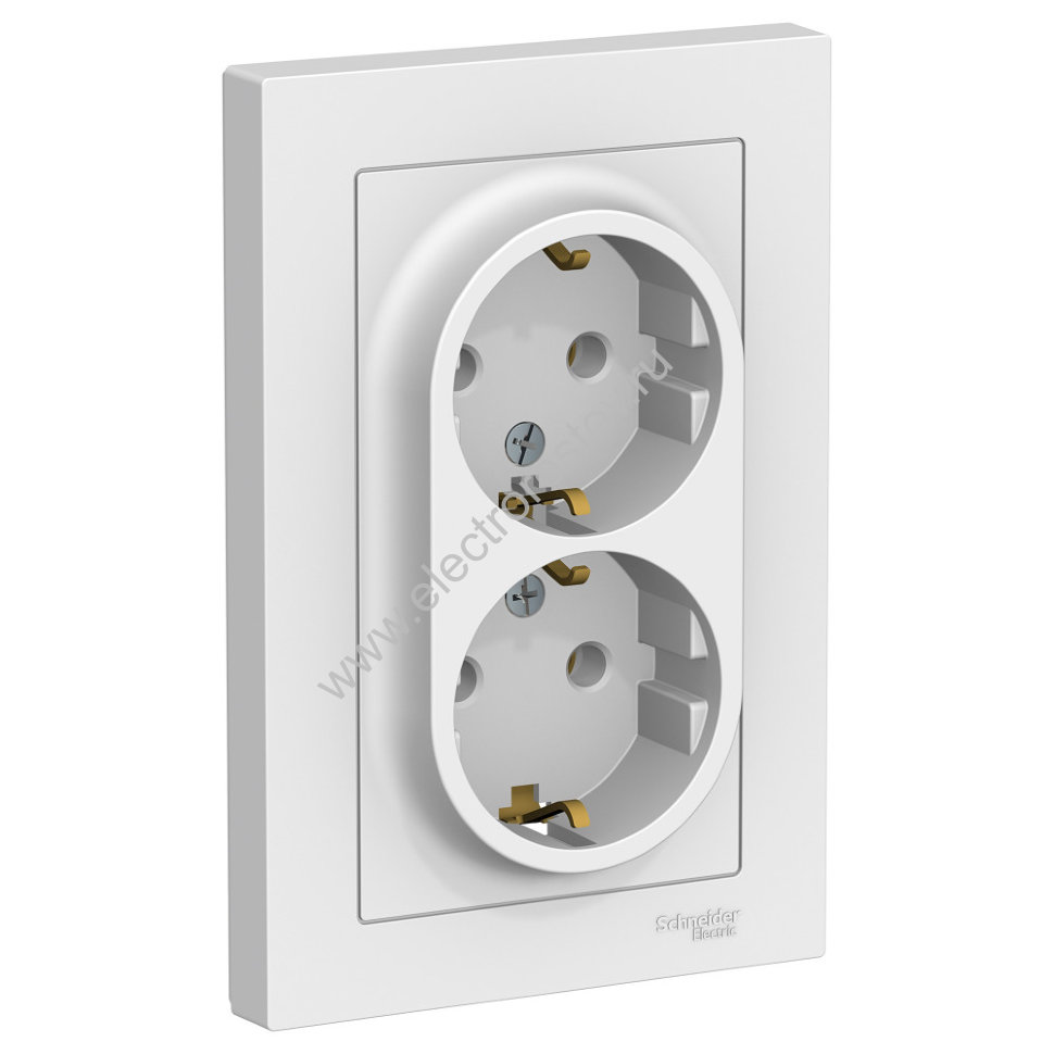 AtlasDesign Бел Розетка 2-ая с/з, в сборе Schneider Electric
