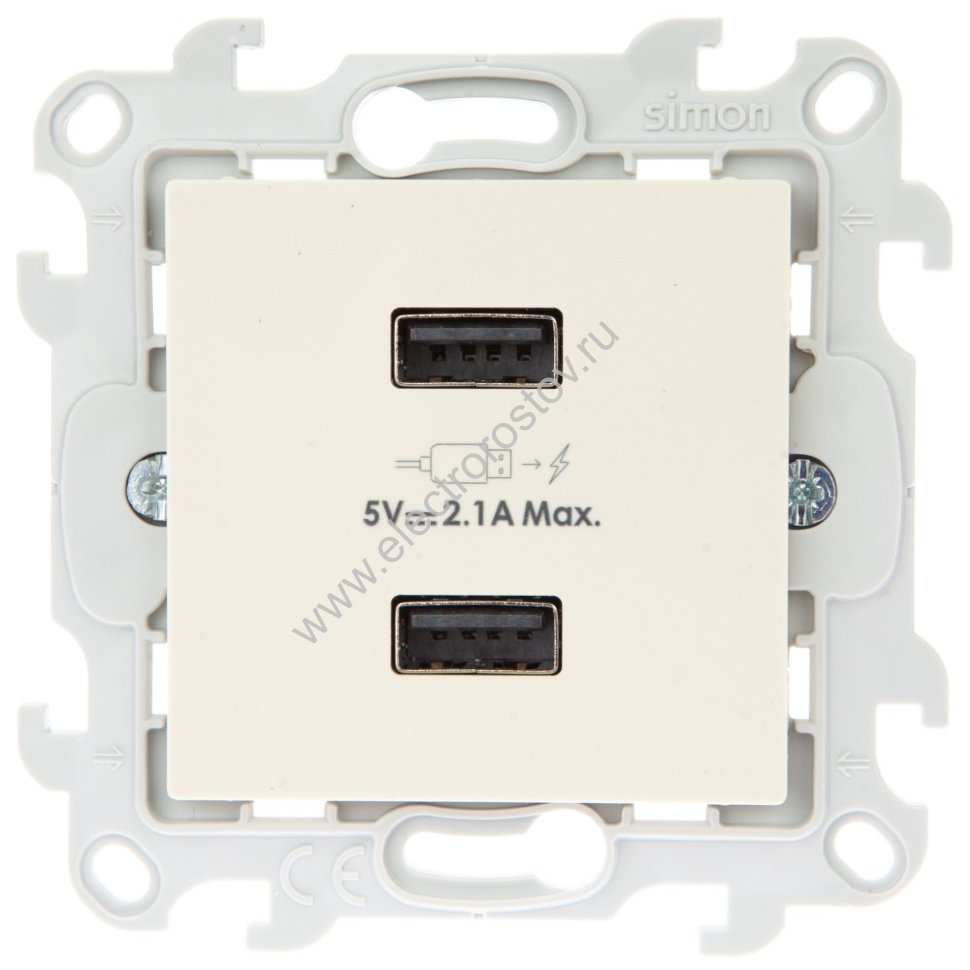 Simon 24 Слоновая кость Розетка 2хUSB 2,4A Simon