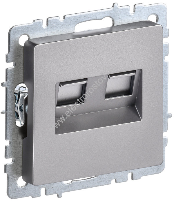 IEK BRITE BASE Сталь Розетка комп. 2-ая RJ45 кат.6 РК11-2-БрС