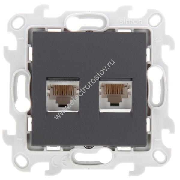 Simon 24 Графит Розетка комп(RJ45) 2-ая 5 кат UTP Simon