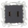 Simon 24 Графит Розетка 2хUSB 2.0 тип A Simon