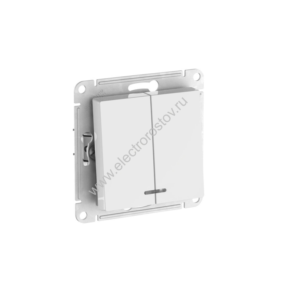 AtlasDesign Бел Выключатель 2-клавишный с подсветкой с быстрозажим. клеммами Schneider Electric