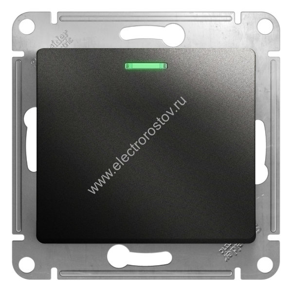Glossa Антрацит Выключатель 1-клавишный с подсветкой Schneider Electric