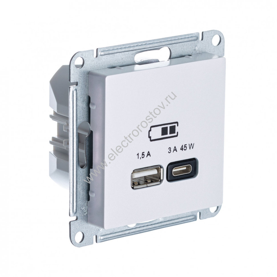 AtlasDesign Жемчуг Розетка USB A+C, 45 Вт; 5В/1,5-3А Schneider Electric