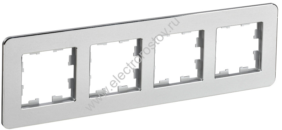 IEK BRITE DECOR Алюминий металл. скругл.угол Рамка 4-м РУ-4-1-Бр RE