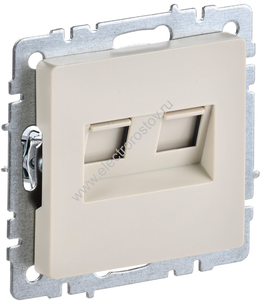 IEK BRITE BASE Бежевый Розетка двойная RJ11+RJ45 кат.5E РК/Т12-БрКр