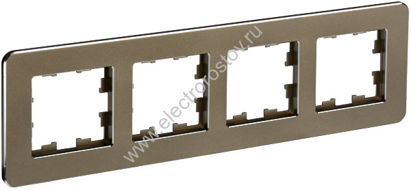 IEK BRITE DECOR Латунь металл. скругл.угол Рамка 4-м РУ-4-1-Бр RE