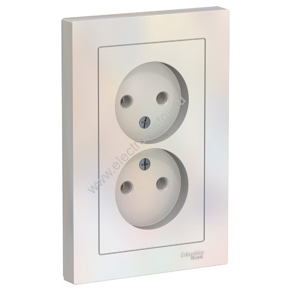 AtlasDesign Жемчуг Розетка 2-ая без заземления, в сборе Schneider Electric