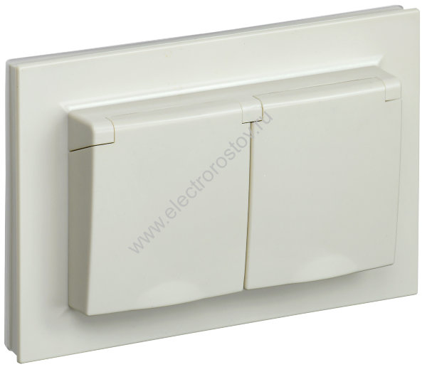 IEK BRITE Бежевый Розетка 2-м с/з с защ штор и крыш 16А в сборе IP44 РСбш12-3-44-БрКр