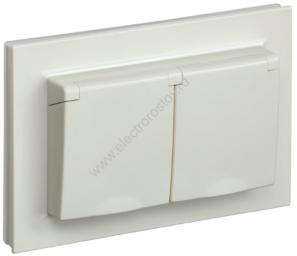 IEK BRITE Бежевый Розетка 2-м с/з с защ штор и крыш 16А в сборе IP44 РСбш12-3-44-БрКр