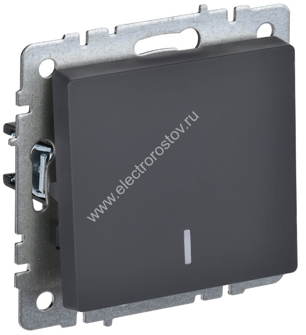 IEK BRITE BASE Графит Выключ. 1-кл. прох. с инд. 10А ВС10-1-7-БрГ