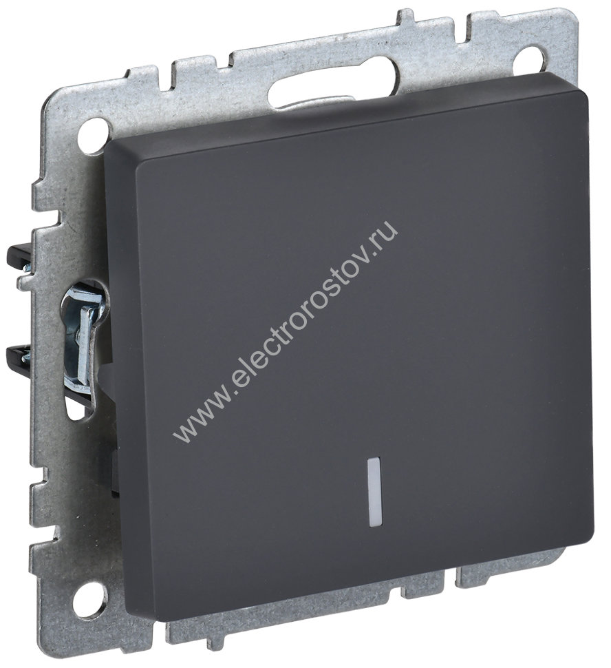 IEK BRITE BASE Графит Выключ. 1-кл. прох. с инд. 10А ВС10-1-7-БрГ