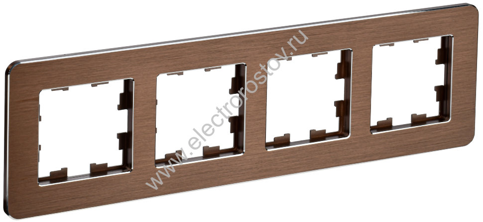 IEK BRITE DECOR Коричневый металл. скругл.угол Рамка 4-мест. РУ-4-1-Бр RE AL