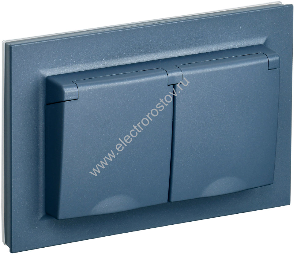 IEK BRITE Маренго Розетка 2-я с кр. 16А в сборе IP44 РСбш12-3-44-БрМ