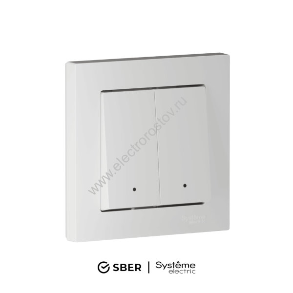 SBER Systeme Electric AtlasDesign Smart Белый Выключатель 2-кл с подсв., Zigbee, сх.5, L+N, 10А, мех