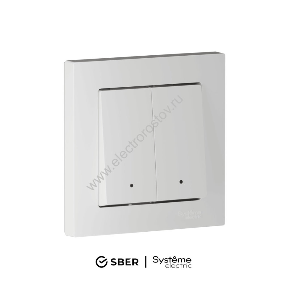 SBER Systeme Electric AtlasDesign Smart Белый Выключатель 2-кл с подсв., Zigbee, сх.5, L+N, 10А, мех