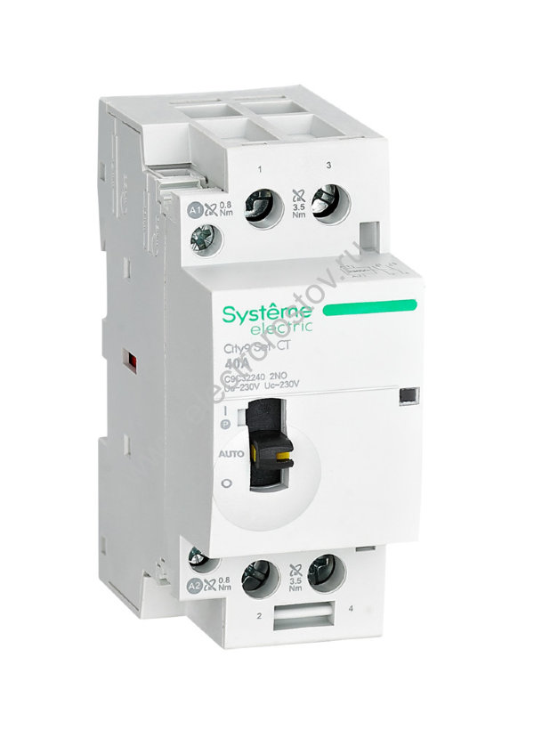 City9 Контактор модульный 2P 230V 2НО 40A ручное упр. AC Schneider Electric