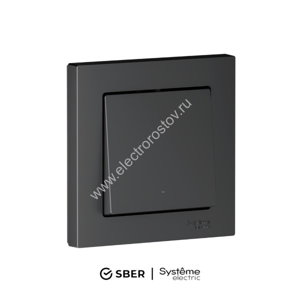 SBER Systeme Electric AtlasDesign Smart Карбон Выключатель 1-кл с подсв., Zigbee, сх.1, L+N, 10А, ме