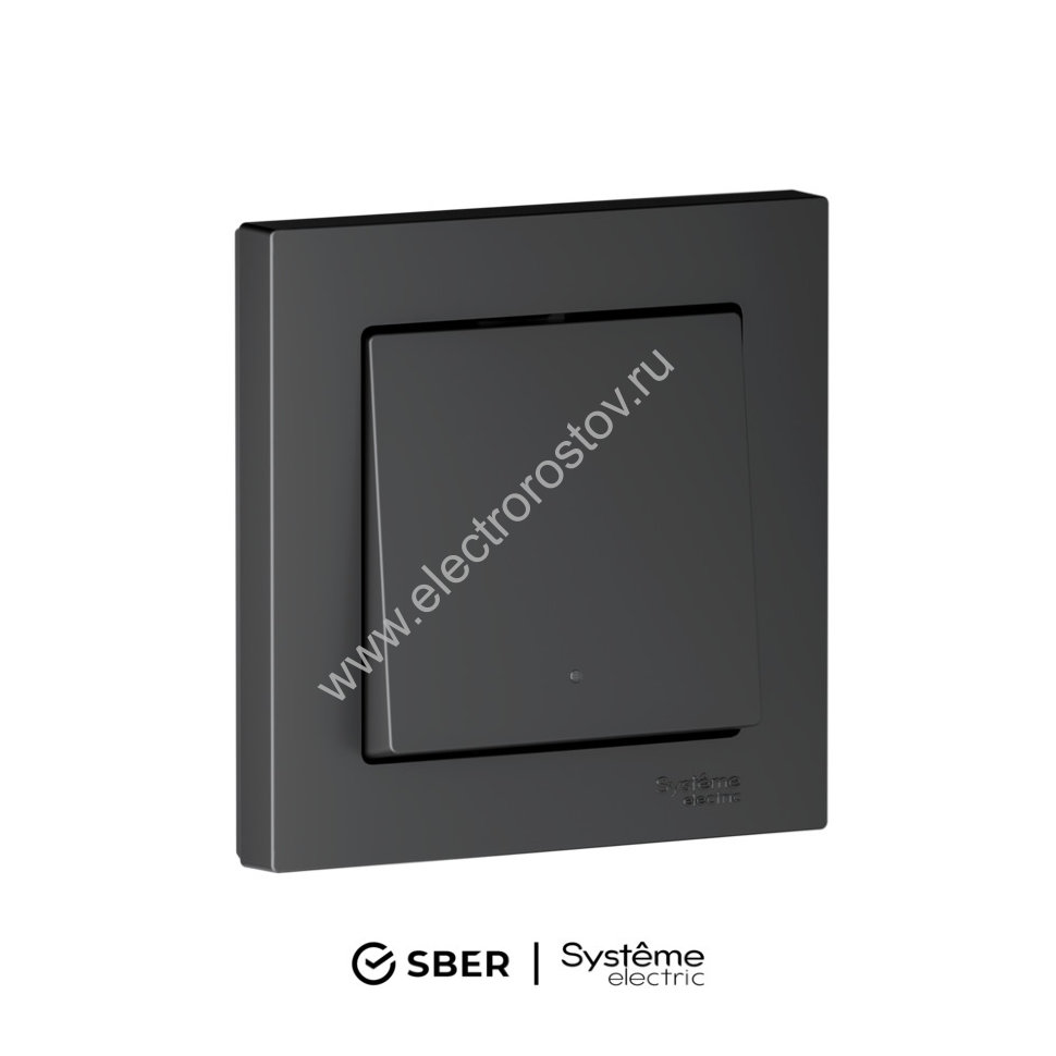 SBER Systeme Electric AtlasDesign Smart Карбон Выключатель 1-кл с подсв., Zigbee, сх.1, L+N, 10А, ме