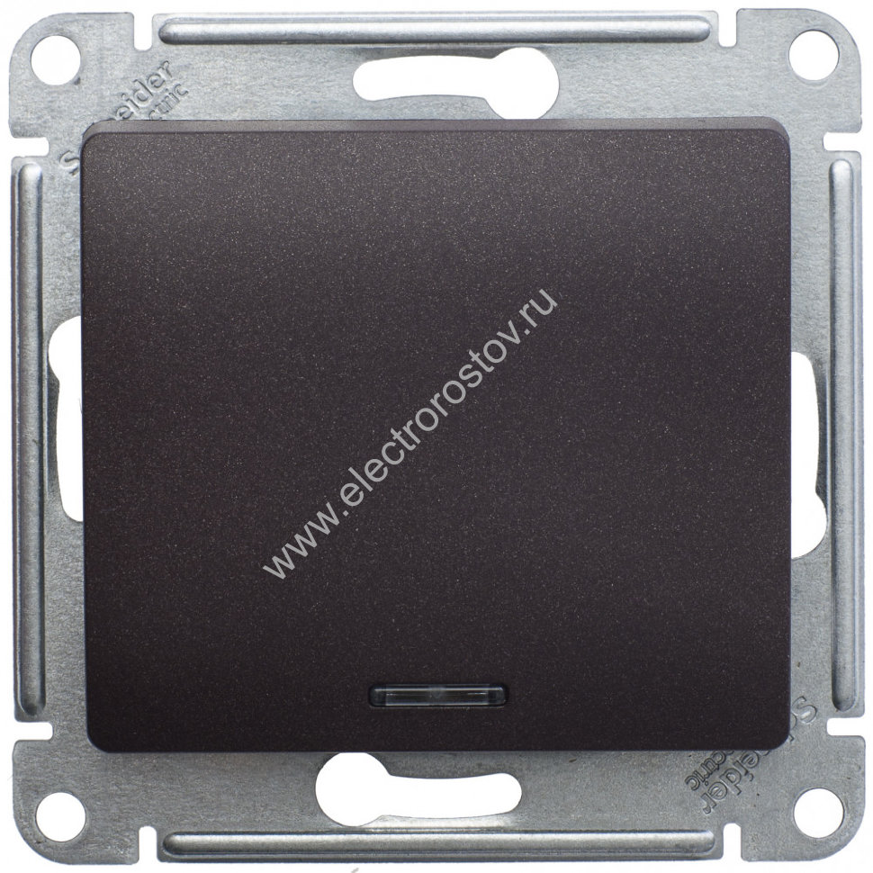 Glossa Шоколад Переключатель 1-клавишный с подсветкой Schneider Electric