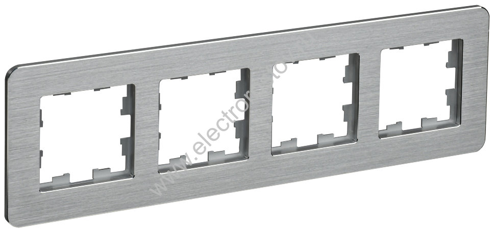 IEK BRITE DECOR Алюминий/алюм метал. скругл.угол Рамка 4-м РУ-4-1-Бр RE AL
