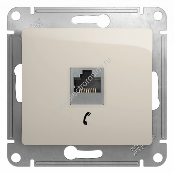 Glossa Молочный Розетка телефонная RJ11 Schneider Electric